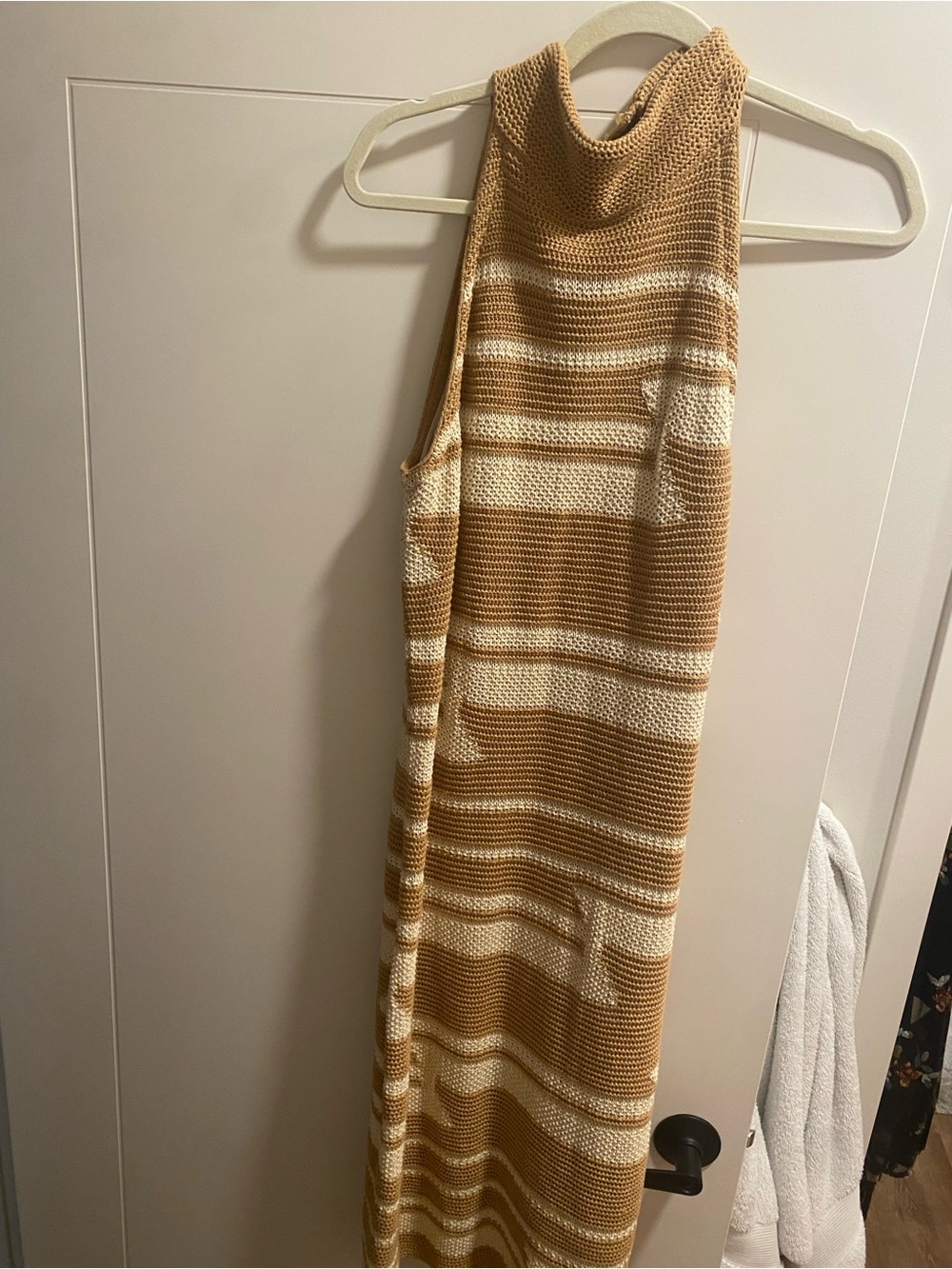 Ralph Lauren Sleeveless Striped Knit Maxi Dress - tan/ Cream